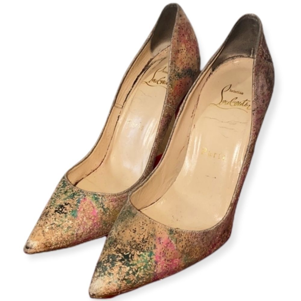 CHRISTIAN LOUBOUTIN Multicolor So Kate 120 Cork Blooming Stilletto Pumps 35.5